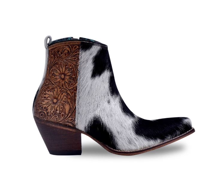 Myra Bag Laramie Plains Hair-On Hide & Hand-Tooled Boots S-7698