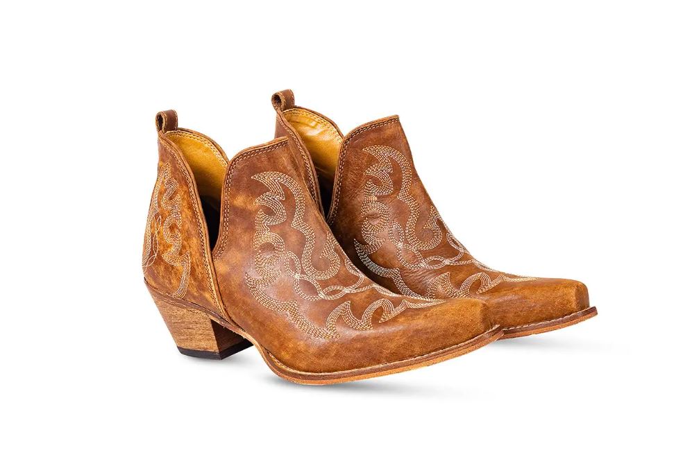 Myra Bag Maisie Stitched Leather Boots In Rich Honey S-9687