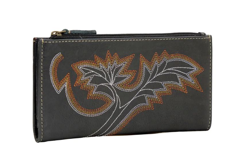 Myra Bag Mini Black Boot Stitch Wallet S-5915