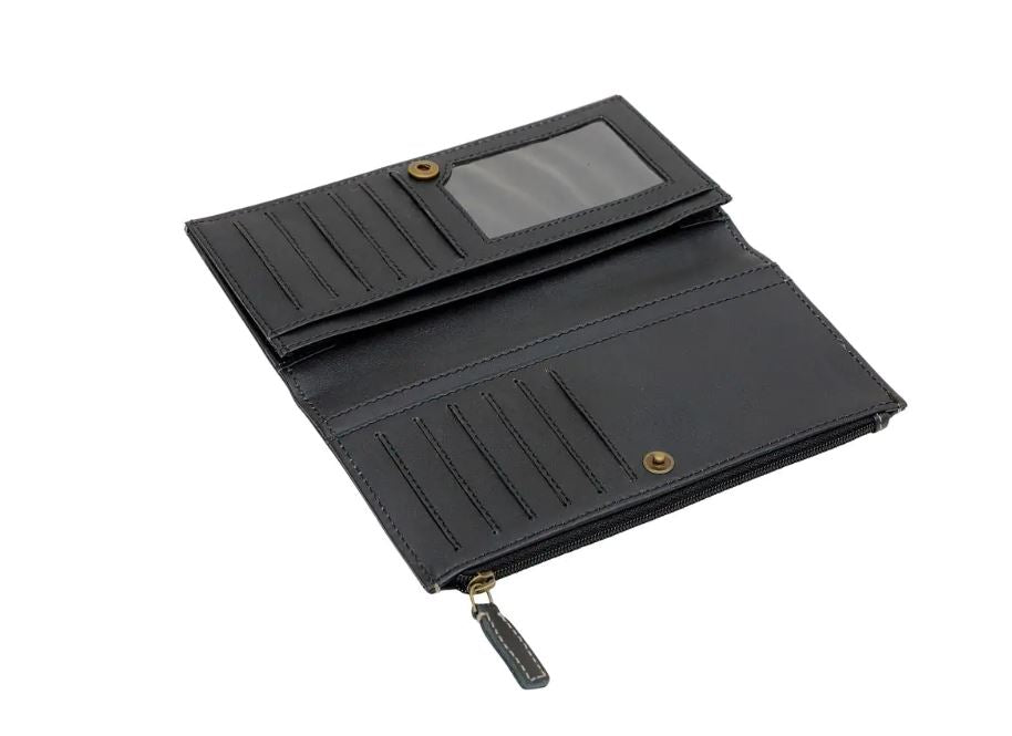 Myra Bag Mini Black Boot Stitch Wallet S-5915