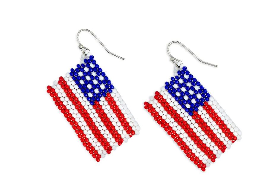 Myra Bag Old Glory Flag Beaded Earrings S-10052