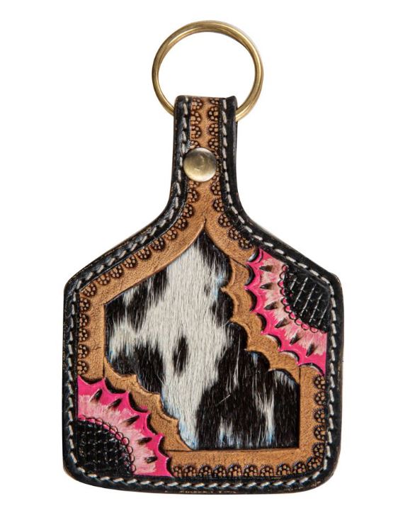 Myra Bag Prickly Pear Blossoms Hand-Tooled Key Fob S-8204