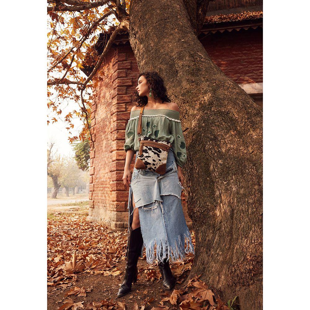 Myra Bag Roger Canvas And Cowhair Crossbody Bag S-6783