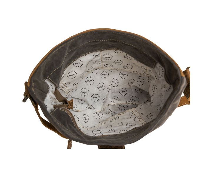 Myra Bag Roltod Cowhair Canvas Back Leather Embellished Bag S-6779