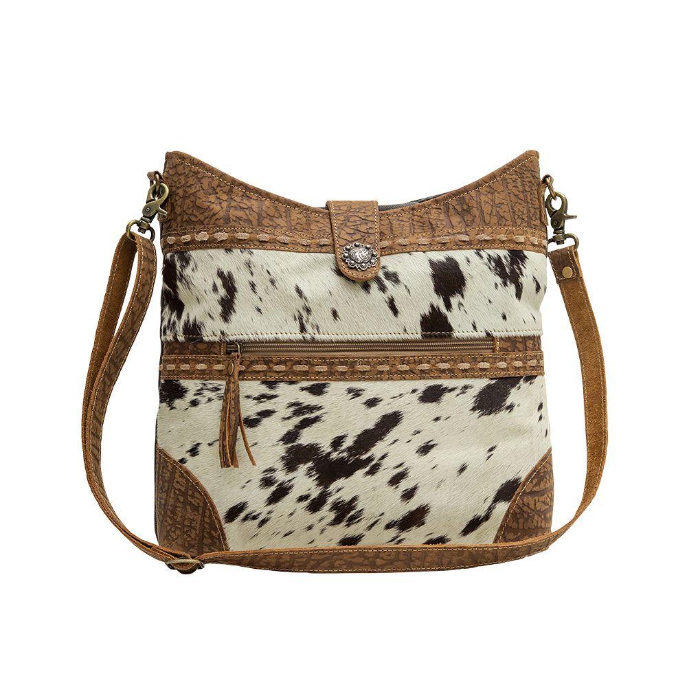 Myra Bag Roltod Cowhair Canvas Back Leather Embellished Bag S-6779