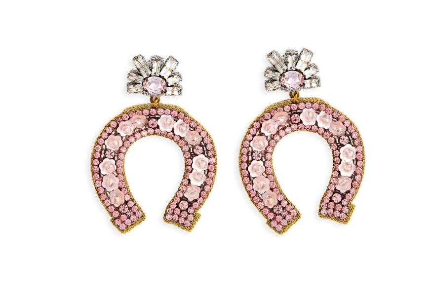Myra Bag Rose Quartz Horseshoe Earrings S-10028
