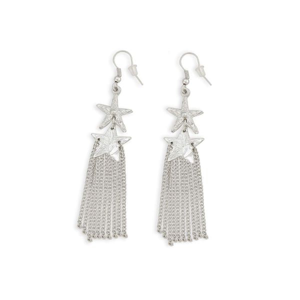 Myra Bag Silver Colorama Star with Fringe Women's Earrings S-7241