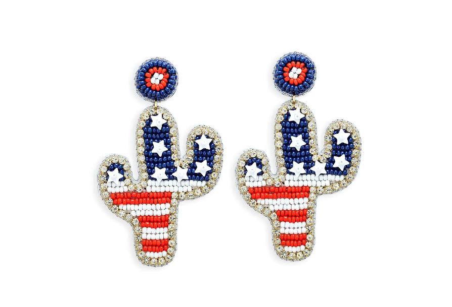 Myra Bag Spangled Cactus Beaded Earrings S-10170