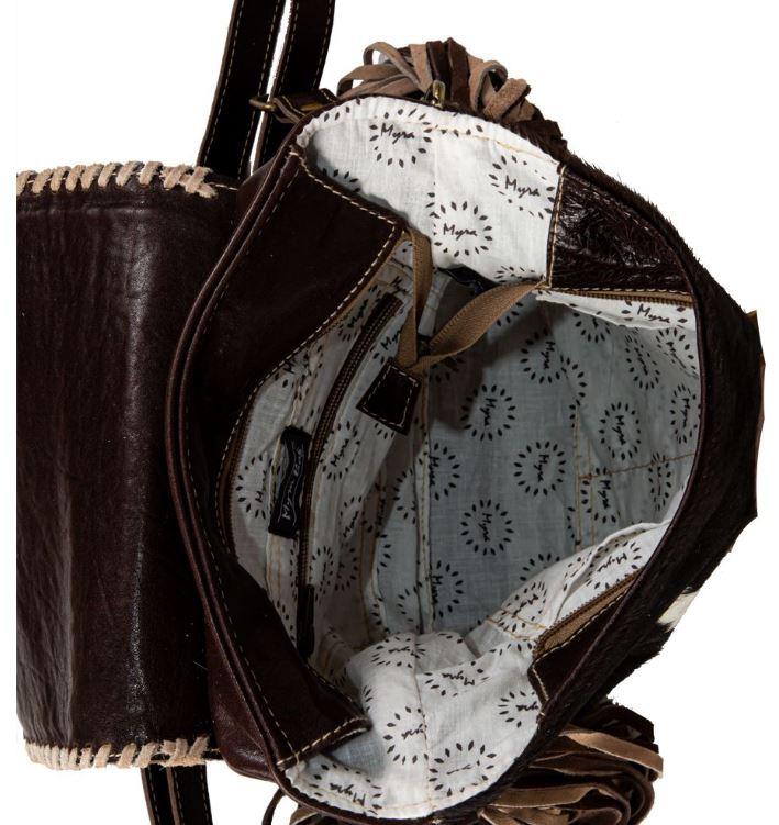Myra Bag Sun Serape Fringed Lather Hairon Bag S-7397