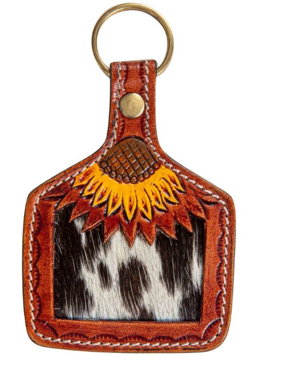 Myra Bag Sunflower Fire Hand-Tooled Key Fob S-8205