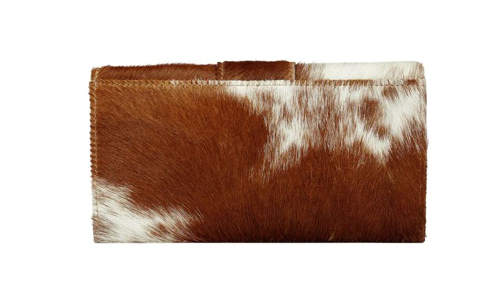 Myra Bag Tan/White Cowhair Ring Wallet S-3124