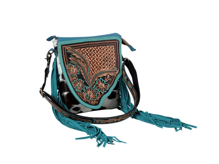 Myra Bag Turquoise And Hairon Leather Braynette Prairie Concealed-Carry Bag S-8459