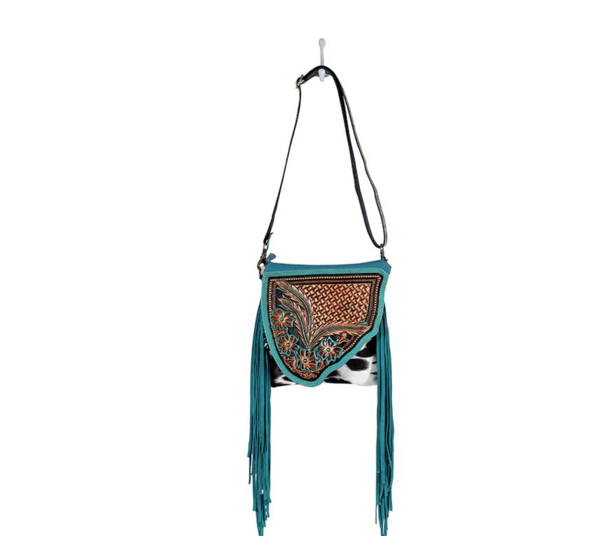 Myra Bag Turquoise And Hairon Leather Braynette Prairie Concealed-Carry Bag S-8459