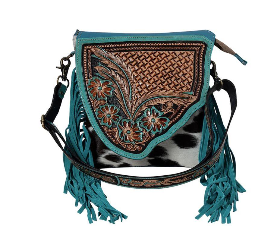 Myra Bag Turquoise and Hairon Leather Braynette Prairie Concealed-Carry Bag S-8459