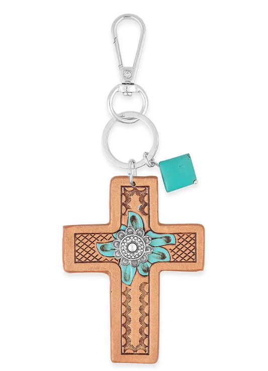 Myra Bag Turquoise Bloom Cross Key Fob S-11063