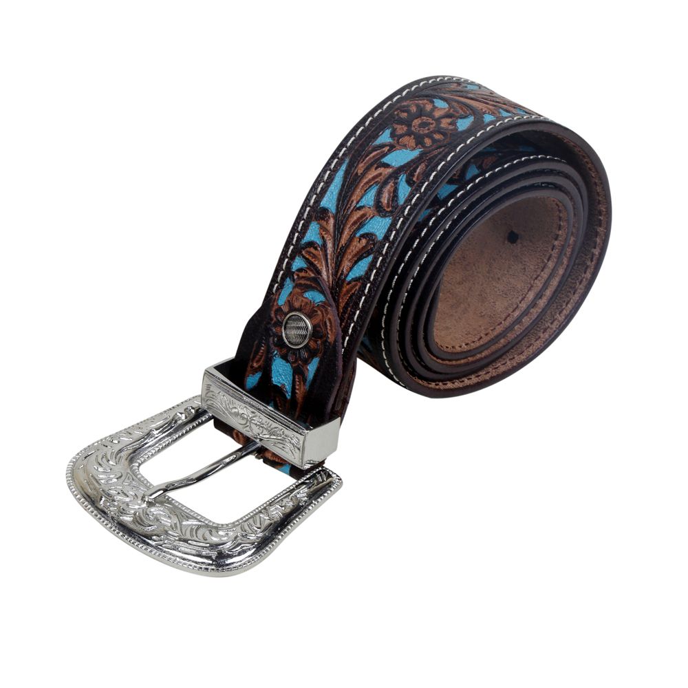 Myra Bag Turquoise Hand-Tooled Leather Belt S-2927