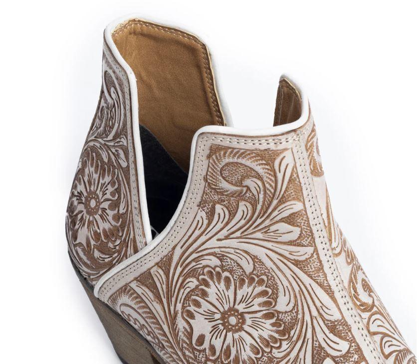 Myra Bag White Chocolate Western Moxie Hand Tooled Women's Booties S-10600