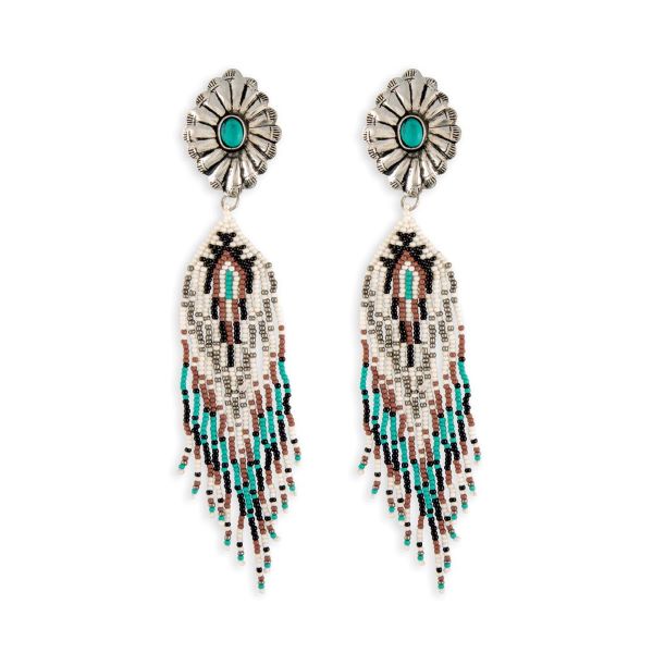 Myra Bag Wild Feather Medallion and Beaded Earrings S-7660