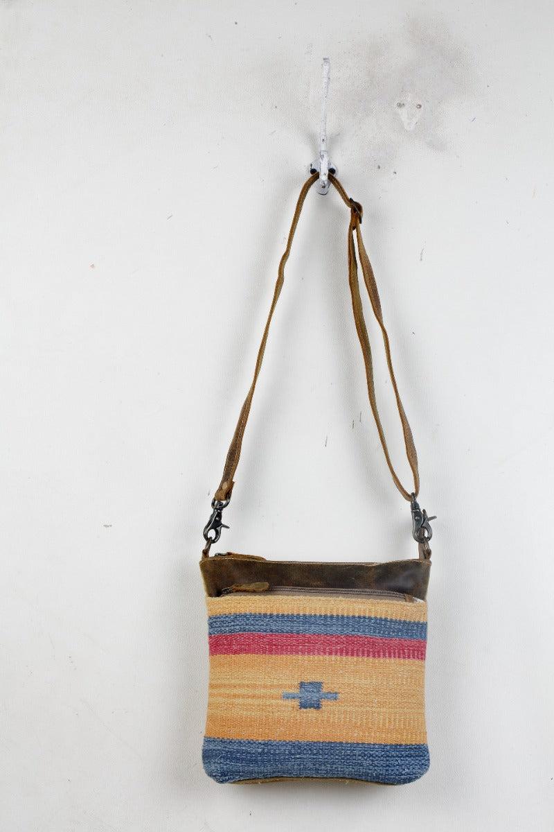 Myra Bag Yellow And Blue Stripes Cross Body Bag S-3070