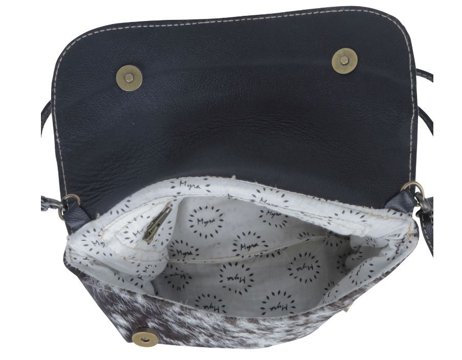 Myra Bags Blue Crescent Hand-Tooled Bag S-3995