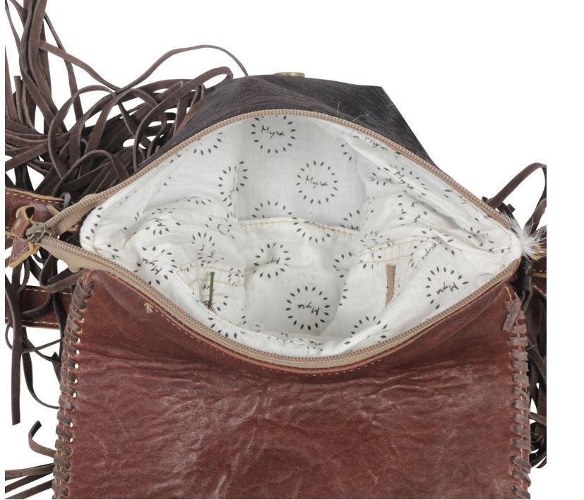 Myra Bags Dreamcatcher Hand-tooled Fringe Cow Hairon Bag S-4335