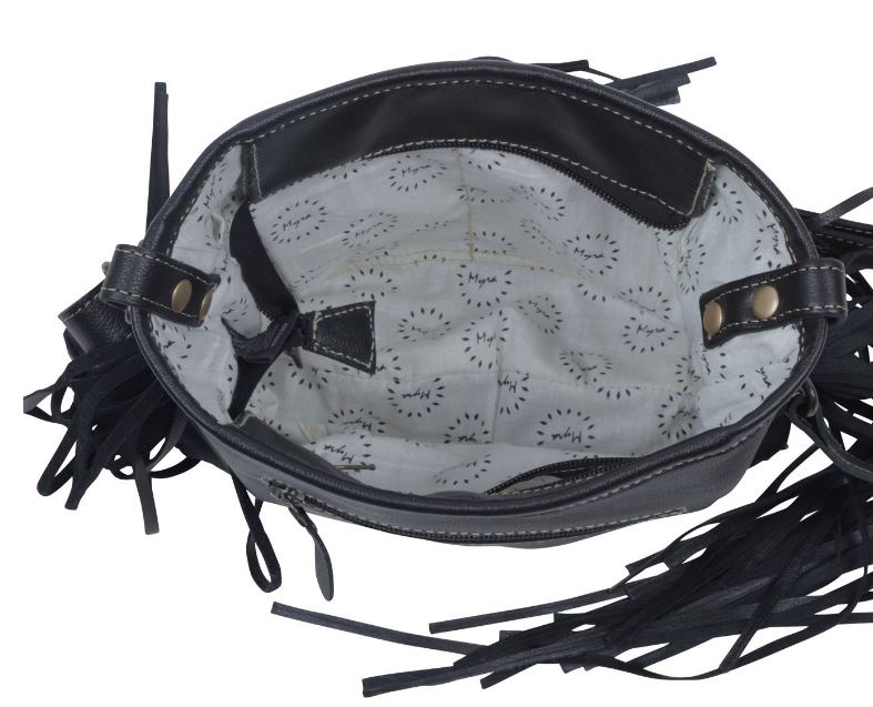 Myra Bags Paradox Cowhair Fringe Turquoise Studded Bag S-3992