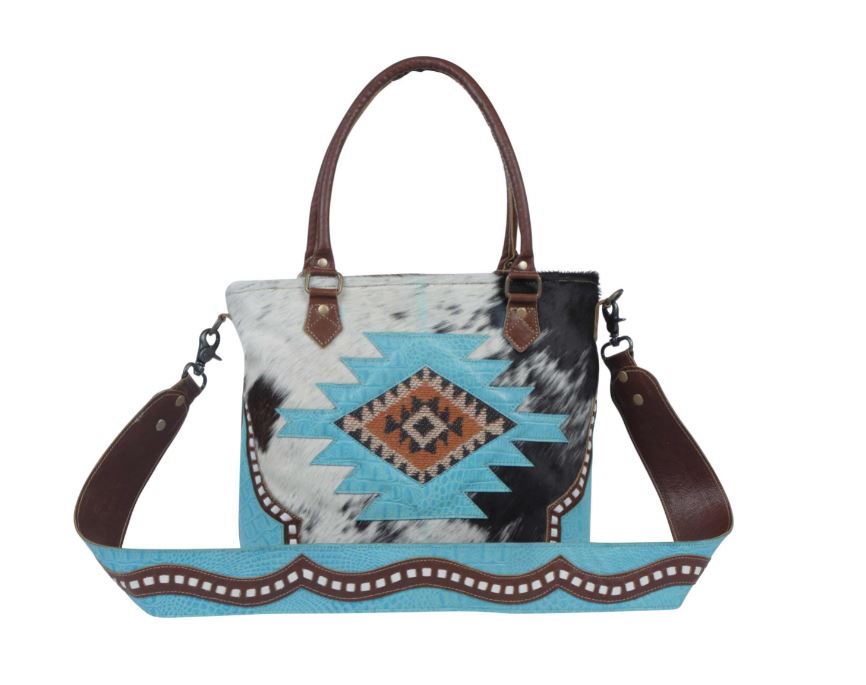 Myra Bags Riptide Leather Hairon Cow Print Aztec Shoulder Bag S-3803