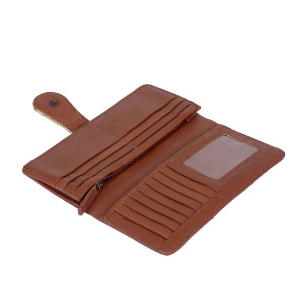 Myra Bags Tan Bleu Cow Hairon Tooled Leather Wallet S-4146