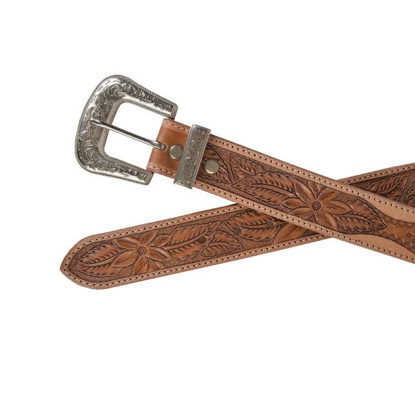 Myra Birch Hand-Tooled Women's Leather Western Concho Belt S-4812