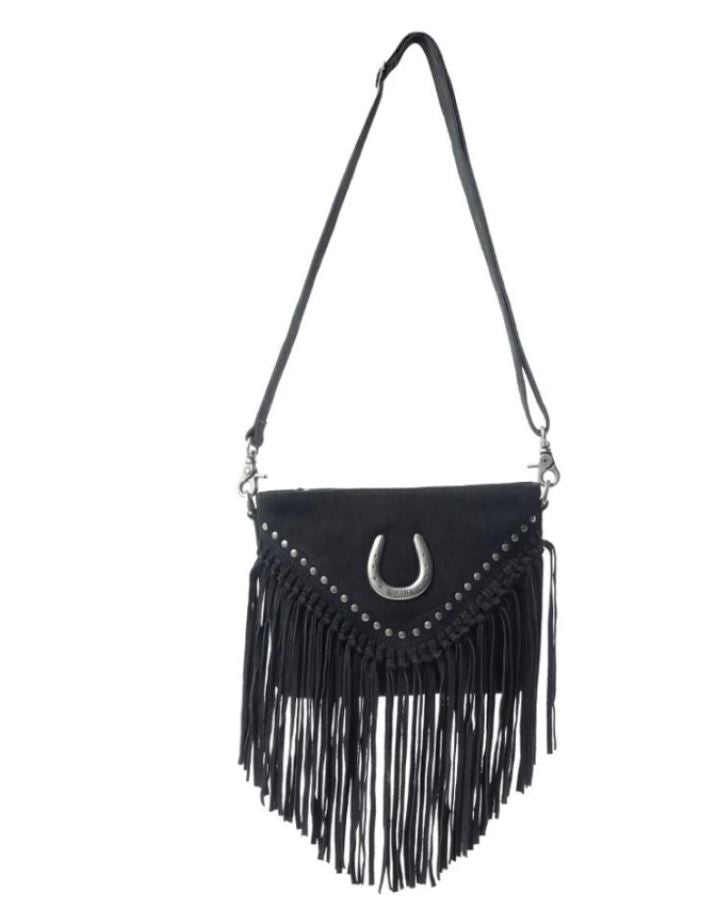 Myra Black 'Stallion's Luck' Leather Crossbody Bag S-12244