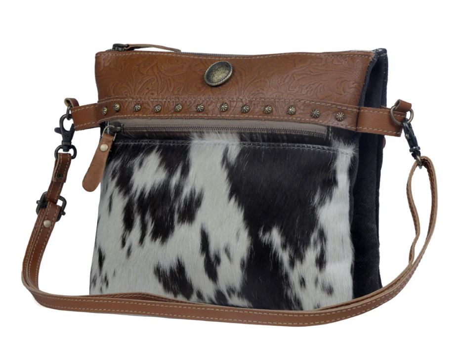 Myra Black/White Remarkable Canvas & Hairon Women's Bag S-3384