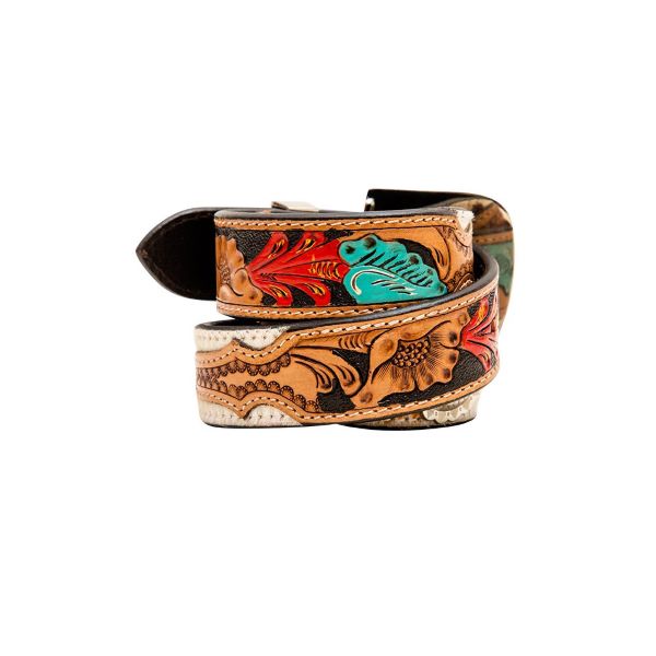 Myra Cummerband Painted Hairon Hand-Tooled Women's Western Concho Belt S-6882