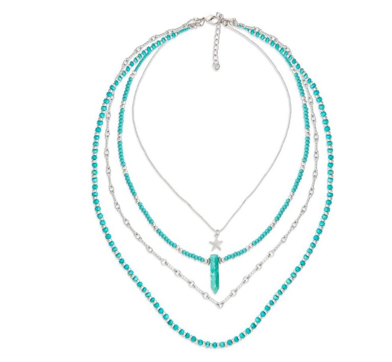 Myra Danish Layered Turquoise Beaded Necklace S-6085
