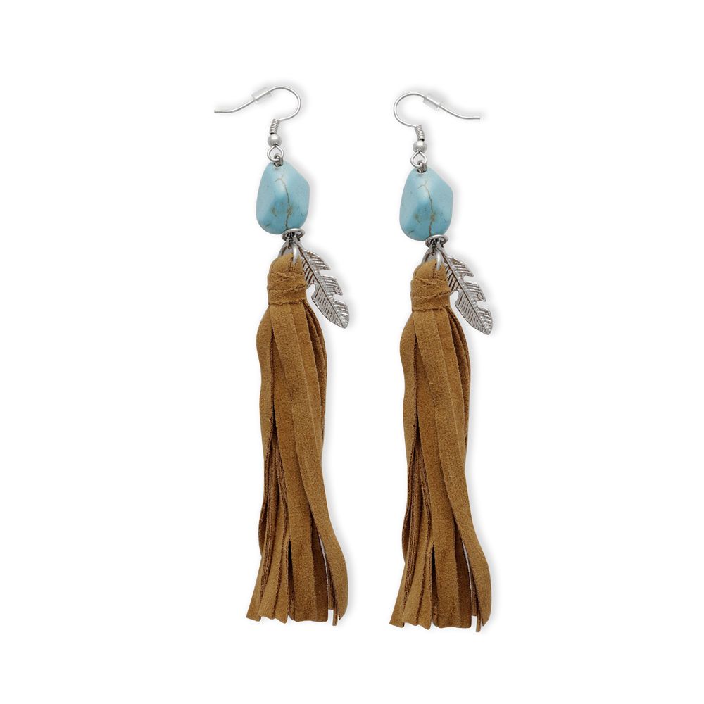 Myra Musafir Suede Tassel Stone Earrings S-6033