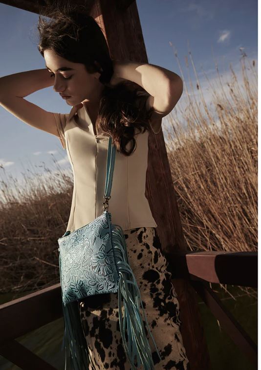 Myra Sky Blue Fennington Leather Women's Purse S-9560