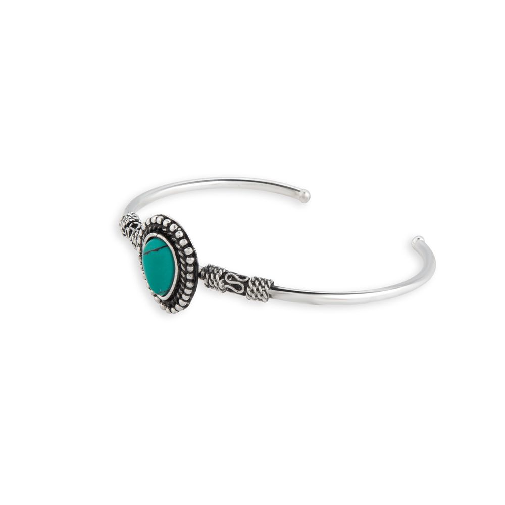 Myra Timeout Turquoise Stone Adjustable Cuff Bracelet S-7191