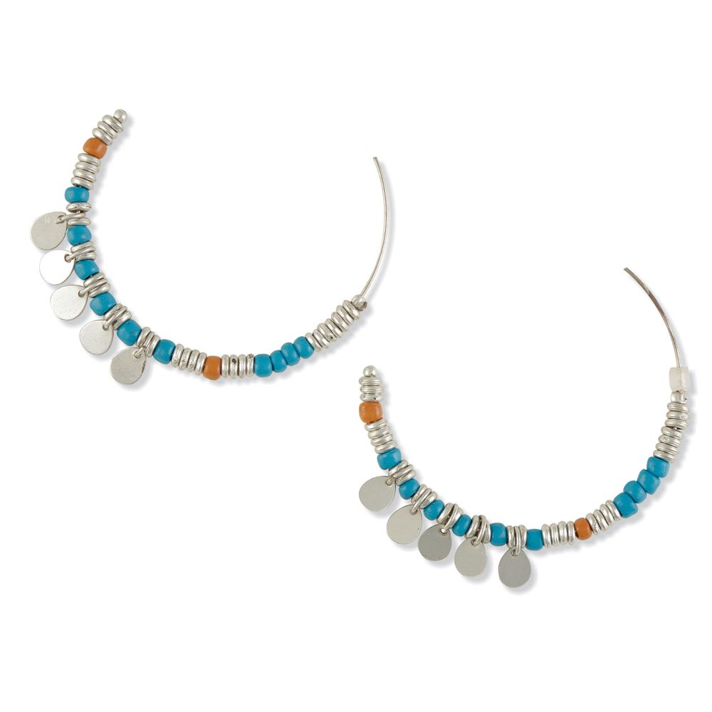 Myra Urbanity Beaded Curved Hoop Earrings S-5028