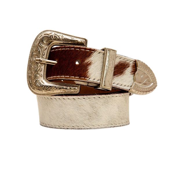 Myra Whoop Cowhair Hairon Women's Leather Western Belt S-6883