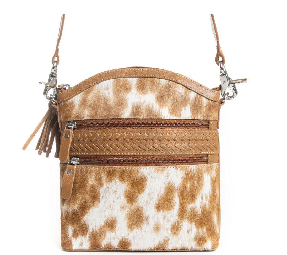 Myra Wild Spirit Crossbody Bag in Brown & White S-11382