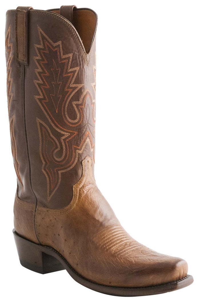 N9581.74 Barnwood Burnished Smooth Ostrich Lucchese Mens Western Boots