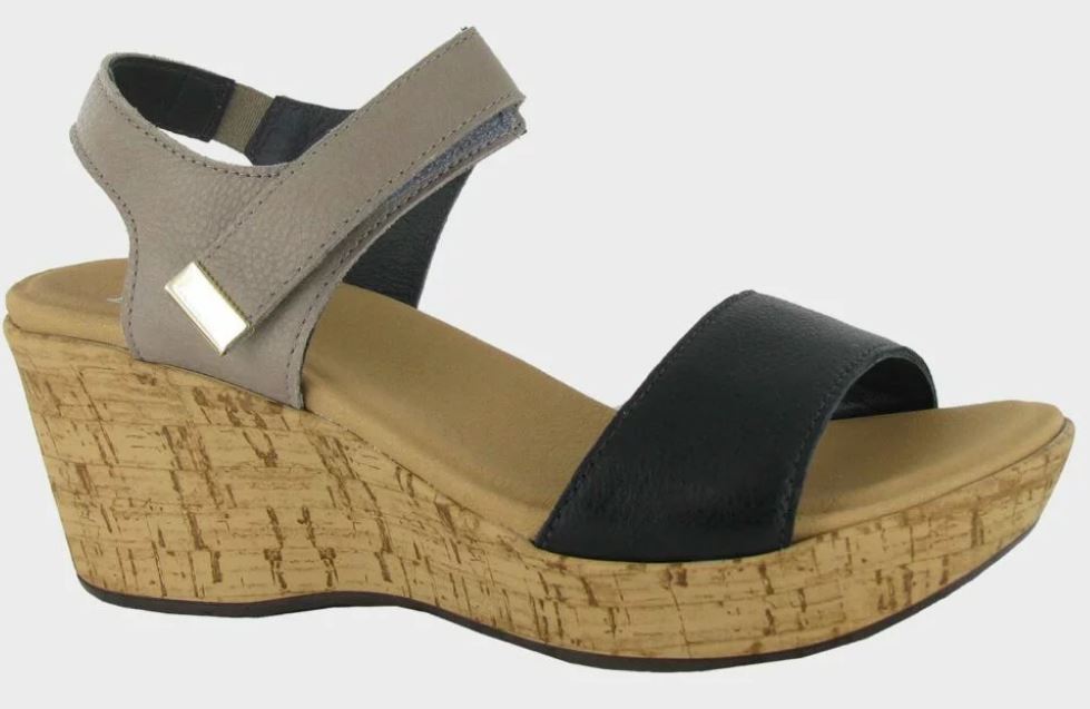 Naot Black/Stone Leather Resort Summer Womens Sandals 87005