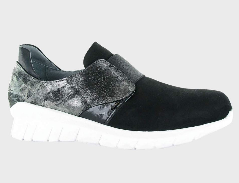 Naot Black Velvet Nubuck and Metallic Onyx Intrepid Ladies Sneakers 18017-NPC