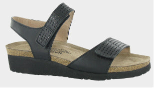 Naot Jet Black Leather with Glass Silver Vivian Elegant Womens Sandals 4463-NSM
