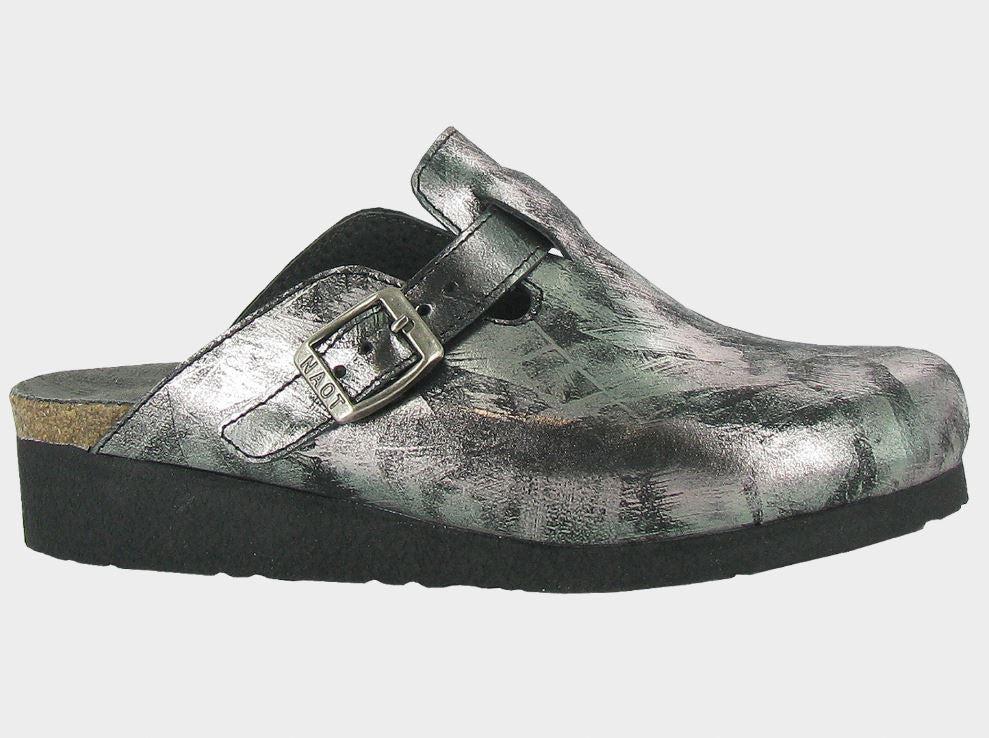 Naot Metallic Onyx Leather Autumn Ladies Slip On Clogs 4466-BAB