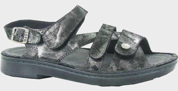 Naot Metallic Onyx Leather Fleur Womens Adjustable Strap Sandals 64402-BAB