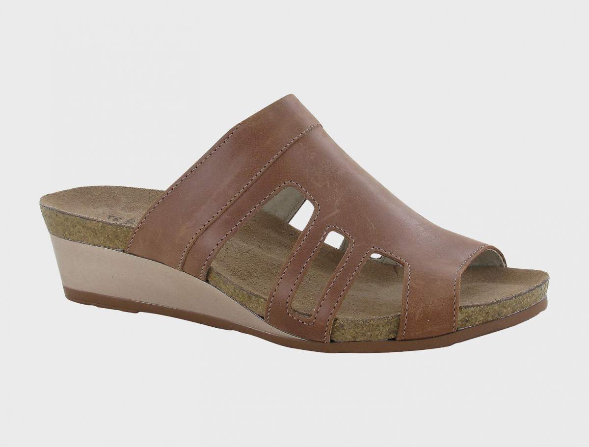 Naot Mocha Rose Leather Carriage Womens Slip On Sandals 5028-EC5