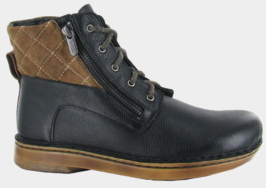 Naot Soft Black Leather/Antique Brown Suede/Soft Chestnut Leather Castera Womens Boots 63439-NVJ