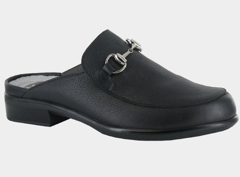 Naot Soft Black Leather Halny Womens Mule Shoes 26014-BA6