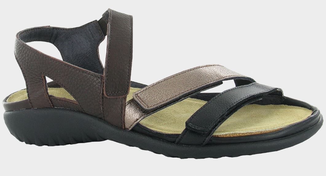 Naot Soft Black/Radiant Copper/Soft Brown Leather Whetu Womens Sandals 11201-NSW