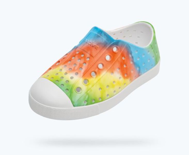 Native Shell White/Shell White/Rainbow Tie Dye Junior (Big Kids) Sneakers 12111501-2055